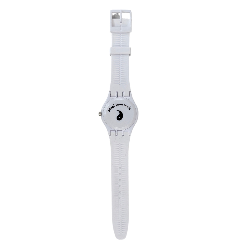 NOW Watch White Unisex Steal Back Time Monochrome Silicone Band Minimalist NEW - Picture 4 of 7